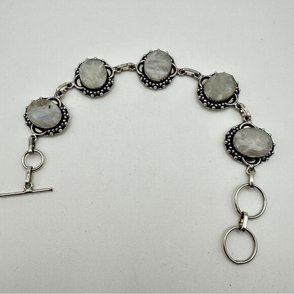 8.25" faceted oval cut moonstone bracelet in sterling silver! - Picture 10 of 10